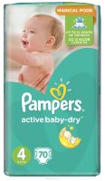 PAMPERS Подгузники Active Baby-Dry Maxi (8-14 кг) Упаковка 70шт	