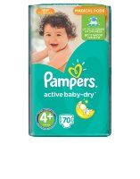 PAMPERS Подгузники Active Baby-Dry Maxi+ (9-16 кг) Упаковка 70шт	