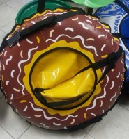 Санки-ватрушка Тянитолкай Шоколадный пончик, желтый, 85 см